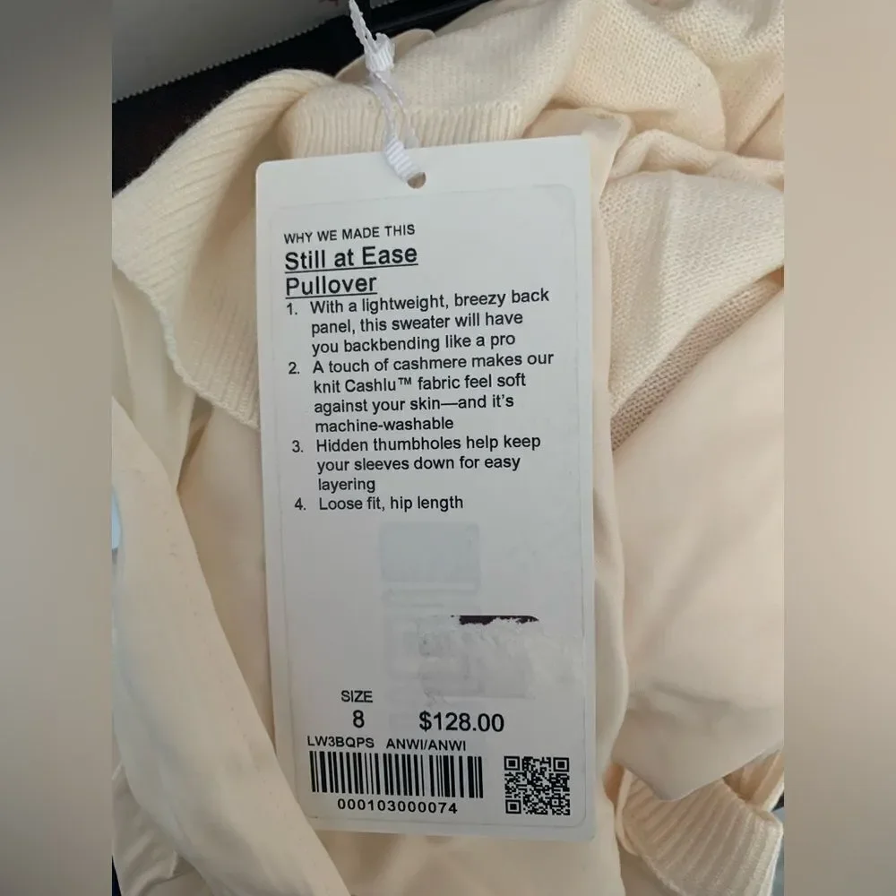 NWT New LULULEMON Still at Ease Pullover Sweater Split Open Back Angel Wing 8
